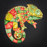 Patchwork Chameleon Geocoin - Holly & Ivy Edition