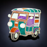 Tuk Tuk Geocoin - Blue/Purple/Orange (Antique Silver)