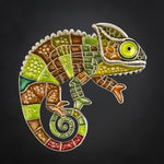 Patchwork Chameleon Geocoin - Jade Jungle Edition