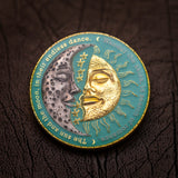 Eclipse Geocoin - 'Aurora Glow Edition' (Glow & 2T Antique Silver/Gold)