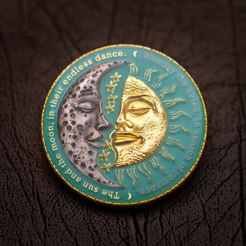 Eclipse Geocoin - 'Aurora Glow Edition' (Glow & 2T Antique Silver/Gold)