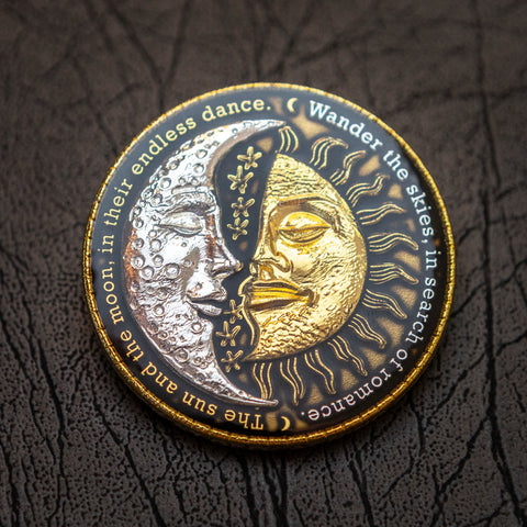 Eclipse Geocoin - 'Midnight Edition' (2T Shiny Silver/Gold)