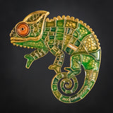 Patchwork Chameleon Geocoin - Emerald Forest Edition