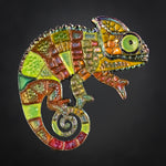 Patchwork Chameleon Geocoin - Iridescent Artist Edition