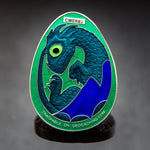 Dragon Egg Geocoin: Shiny Silver/Blue