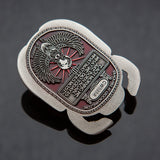 Egyptian Scarab Geocoin: Antique Silver/Red