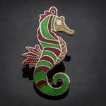 Seahorse Pendant Geocoin: Red/Green Christmas Edition