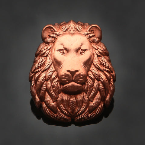 3D Lion Head Pin: Antique Copper