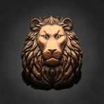 3D Lion Head Pin: Antique Gold