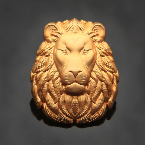 3D Lion Head Pin: Satin Gold
