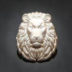 3D Lion Head Pin: Satin Silver