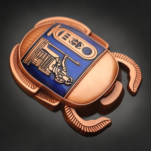 Egyptian Scarab Geocoin: Antique Copper/Blue